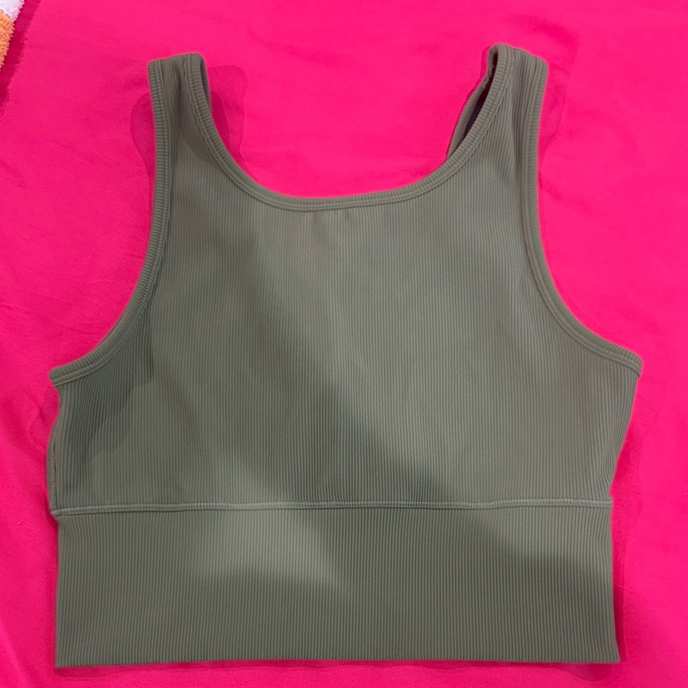 Green Ribbed Tank Top